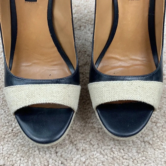 Ann Taylor navy Briston peep toe platform heels 7.5 - Picture 3 of 11